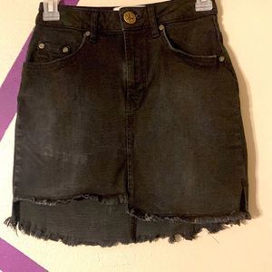 Womens OneTeaspoon  Size 23 Black Jean Distressed Denim Mini Skirt